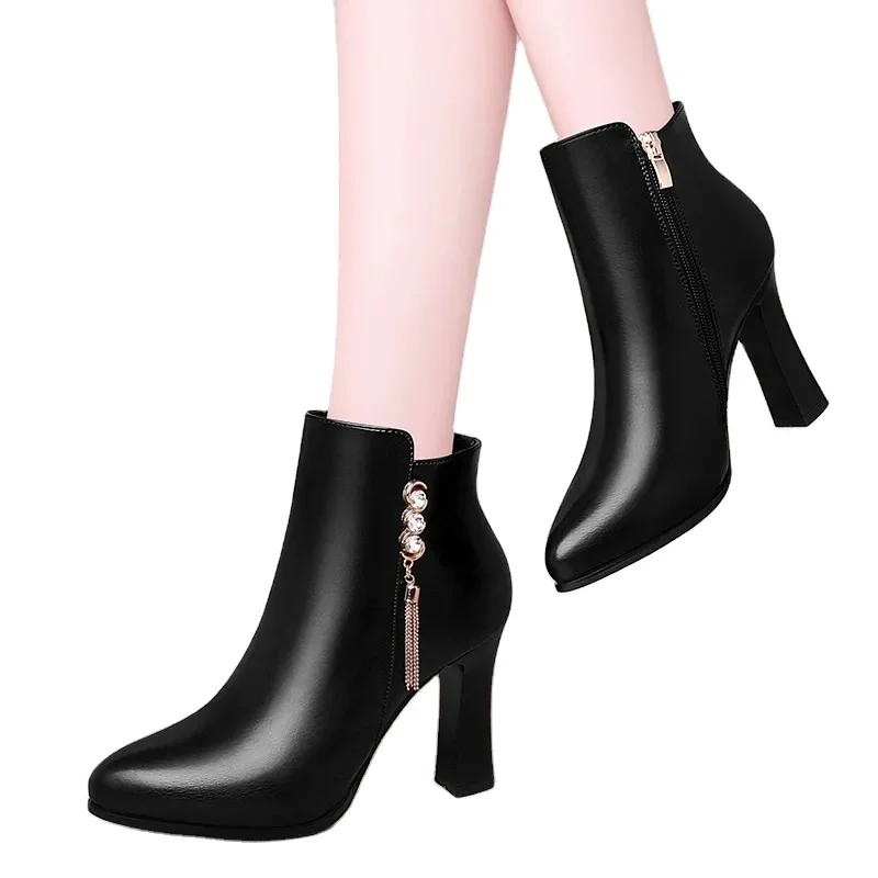 
Small yards pointed high-heeled shoes European fashion fine sexy red wedding single pile female boots 