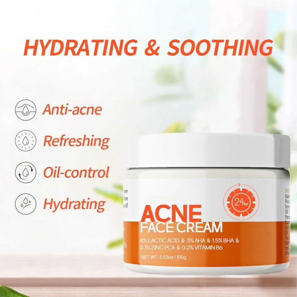 Private Label Acne Face Cream Anti Acne Refreshing Skin Oil Control Hydrating Fade Scars Reduce Acne Redness Face Cream