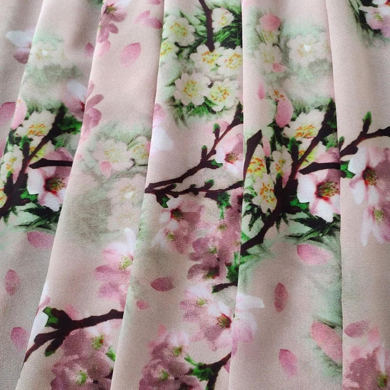 Wholesale factory 100% mulberry silk 14mm crepe de chine 140cm width custom printing fabric for fashion dress,shirts,Qipao