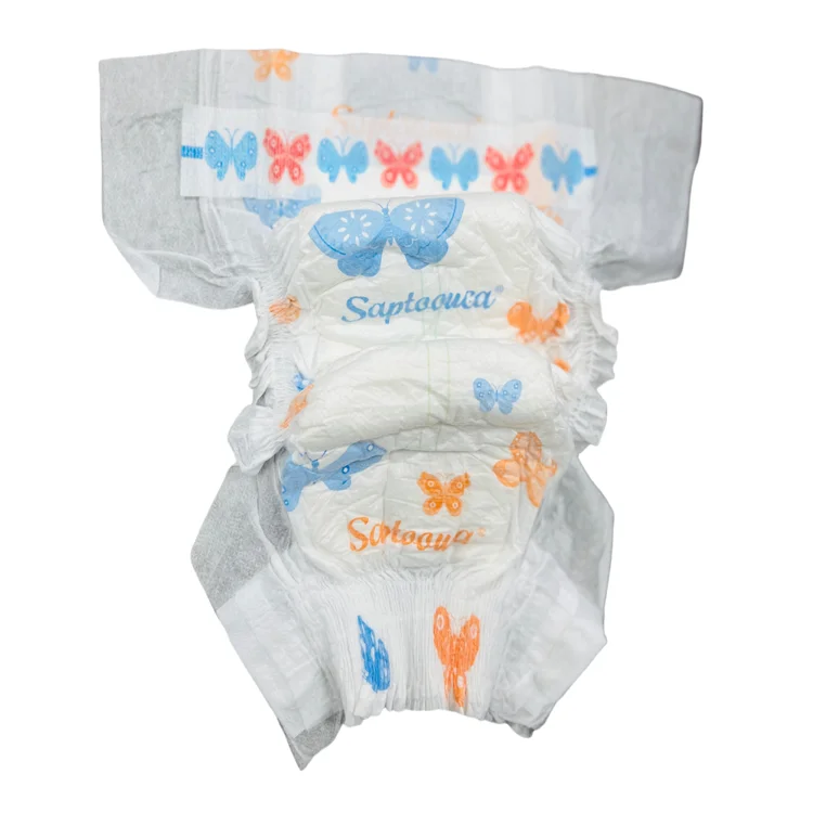 Wide elastic waist band thick Baby diapers made by fluff pulp cotton baby diaper nappies 12 hours no leakage