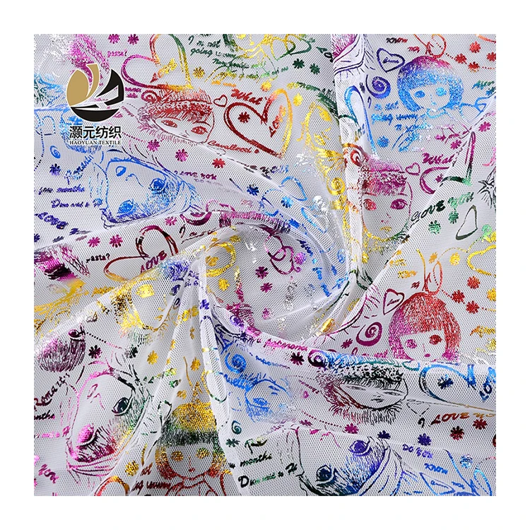 Китай, оптовая продажа, высокое качество, необычный дизайн, пользовательский принт, радужные цветные детские узоры, Тюлевая ткань