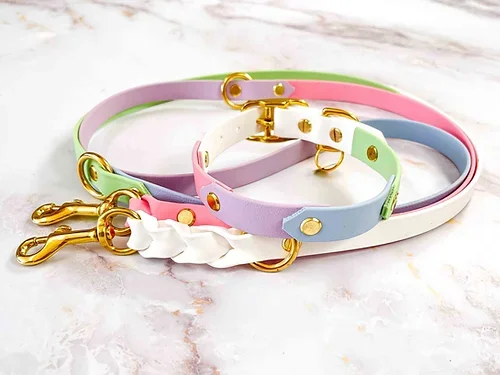 Hundegeschirr Luxury Custom Design PU Small Pet Vegan Leather Paracord Dog Harness Large Leash &Collar Set