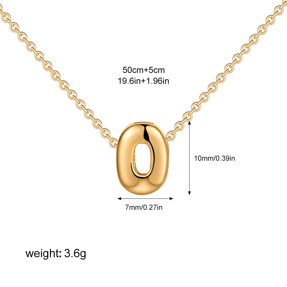 Fine Fashion Jewelry 18K Gold Plated Bubble 26 Letters Necklace Women Personalized Letter Initial Charms Necklace