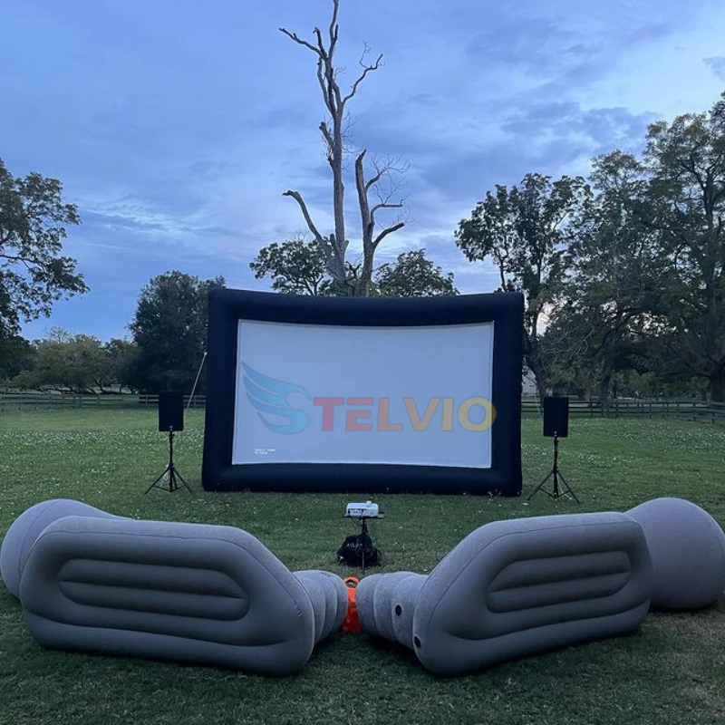 Hot sale blow up movie screen and projector inflatable movie screen outdoor with inflatable chair