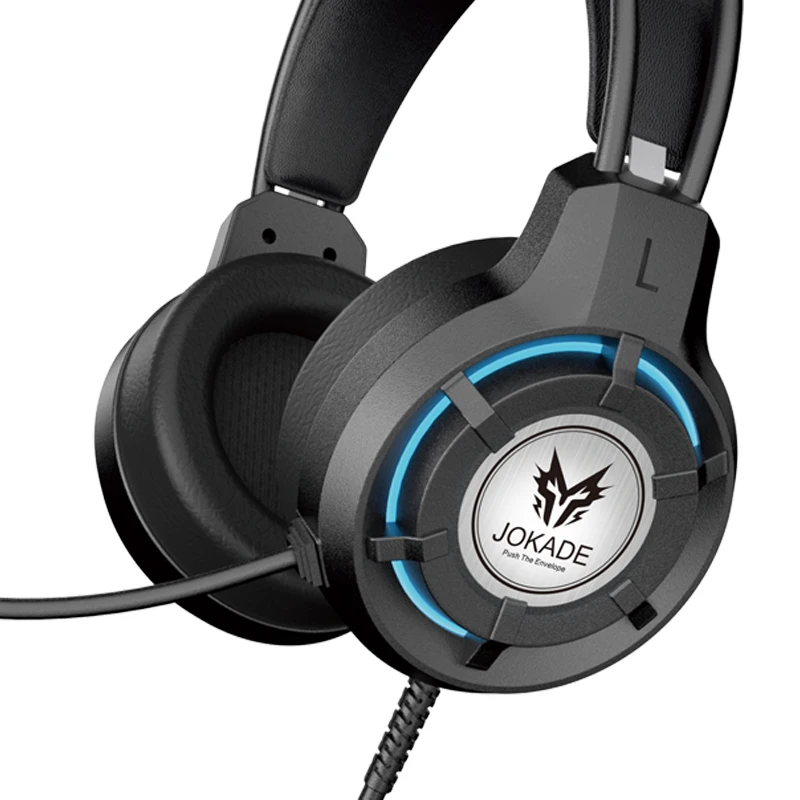 JOKADE JD053 Competitive Gaming Headset 2M Wired Headphones USB+3.5MM Dual Plug Three-Color Cool LED Cold Light Earphone