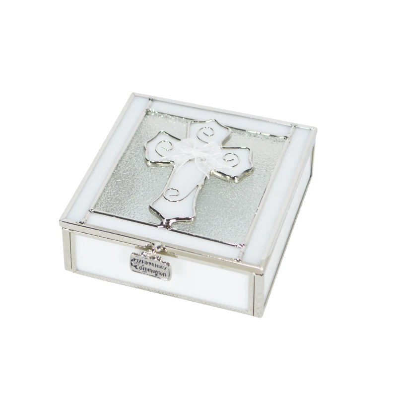 Factory wholesale custom stained glass box, Christian Cross jewelry box decoration gifts