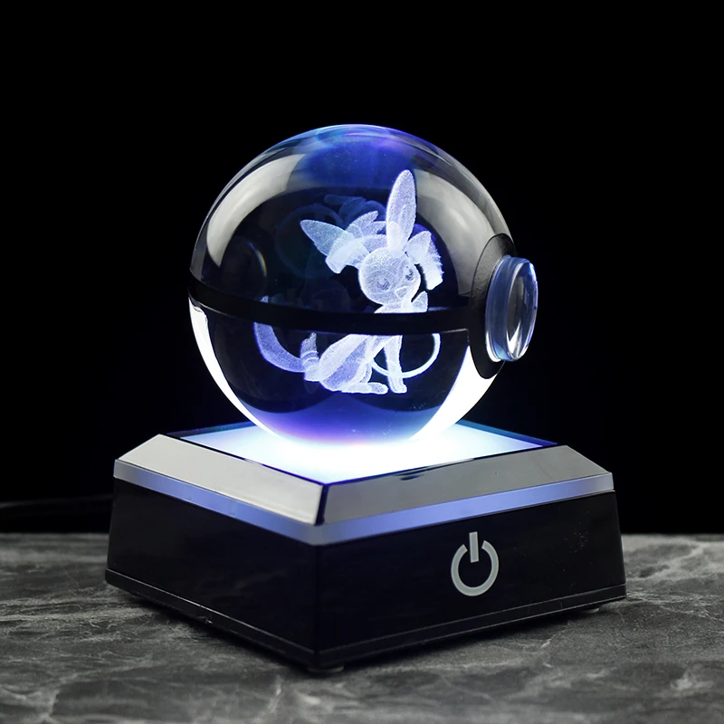 Новая мода Pokemon Go EEVEE 3D лазерный хрустальный шар Pokeball подарки