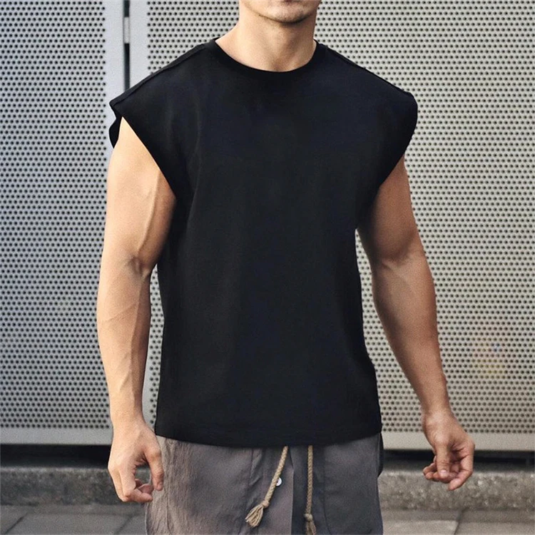Fashion running workout gym vest men muscle fit gym wear cotton plain tank tops with logo