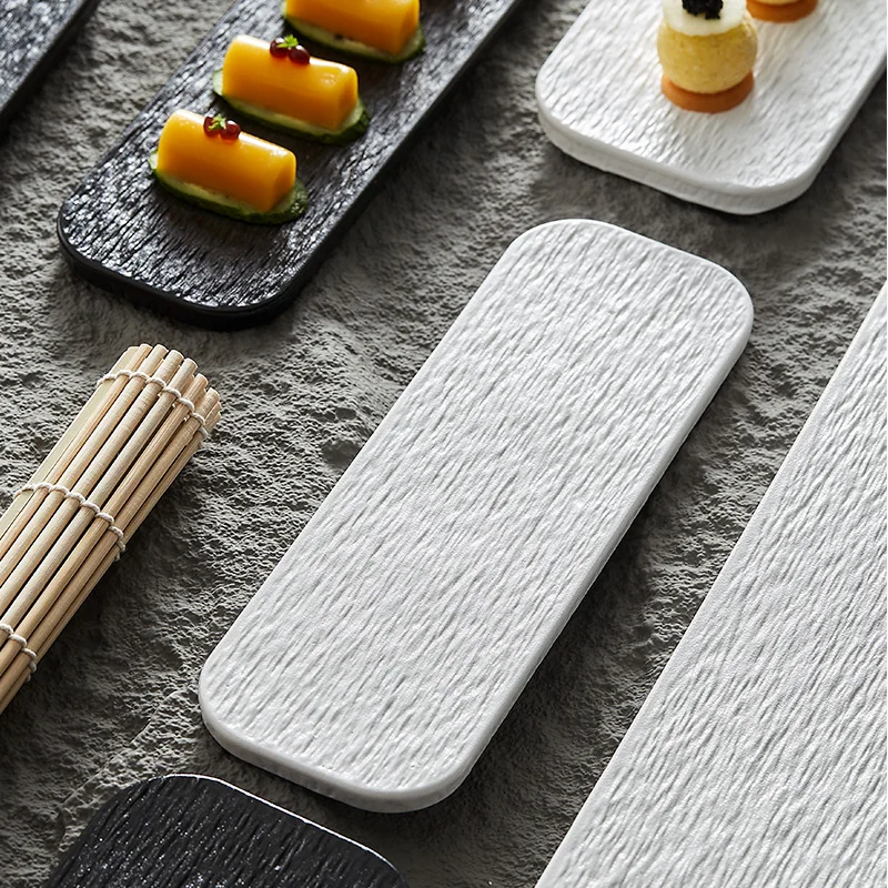 NEW Rectangle Ceramic Sushi Plate Matte Cake Hamberg Steak Dessert Sashimi Salad Serving Tray Show Platter Restaurant Dinnerware