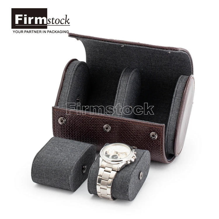 faux diamond watch rolled case single genuine leather storage travel watch roll felt pouch