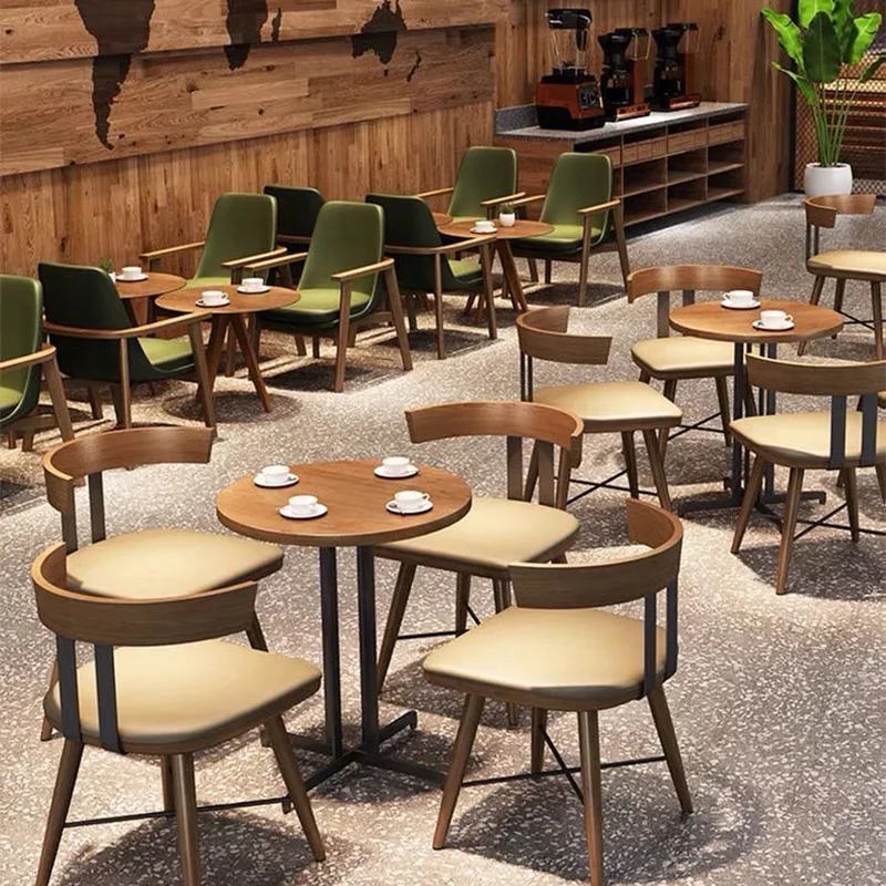 Hot sale card seat light luxury dining table and chair fast food coffee noodle restaurant table and chair set