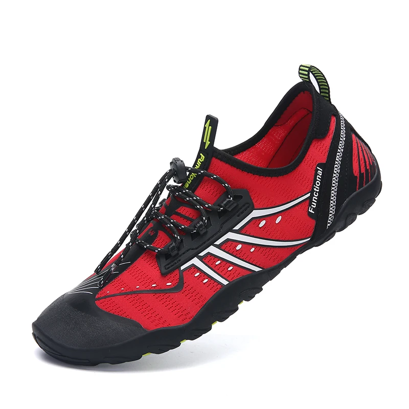 
Black and Red Aqua Water Shoes Beach Swimming Socks with Elastic Shoestring 