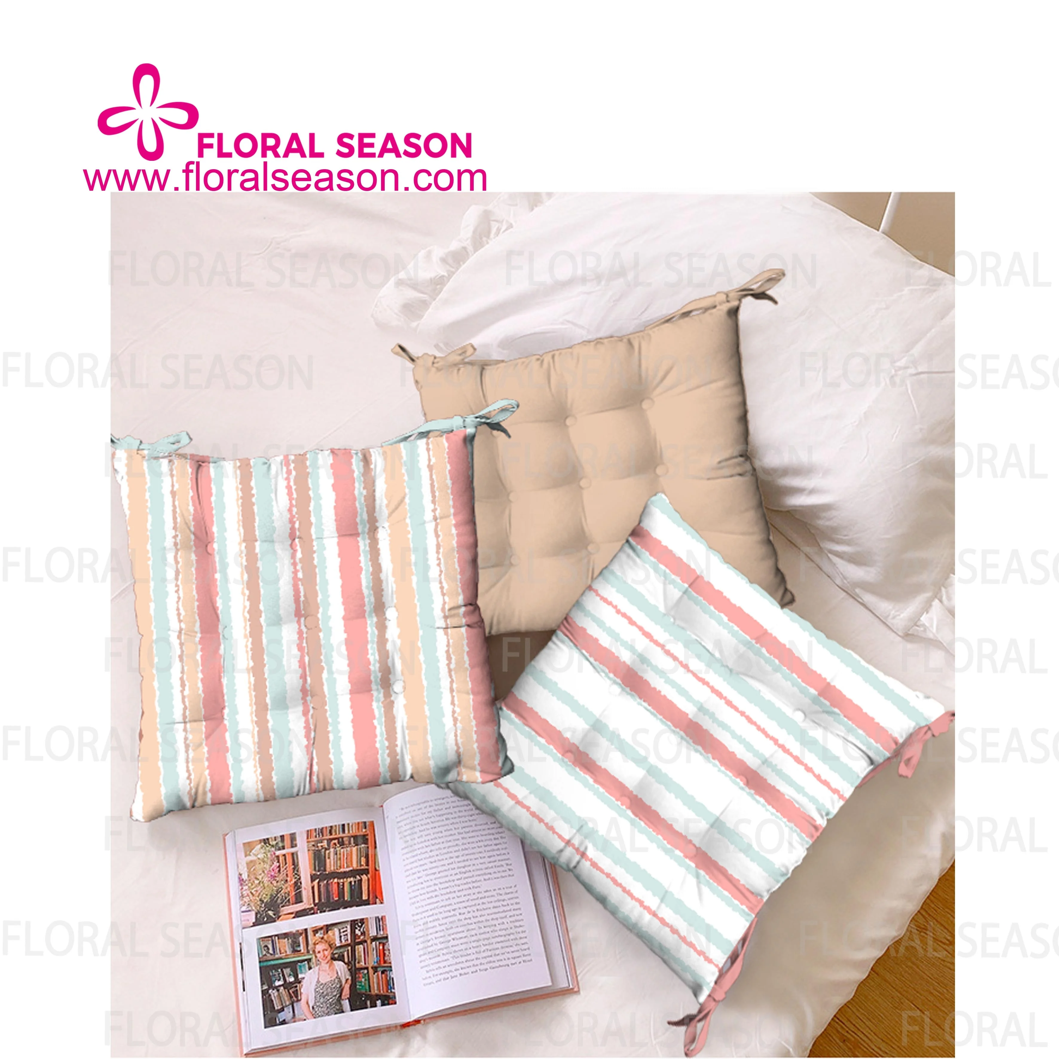 Wholesale Manufacture Printed Chair Pads Seat Cushion With Ties