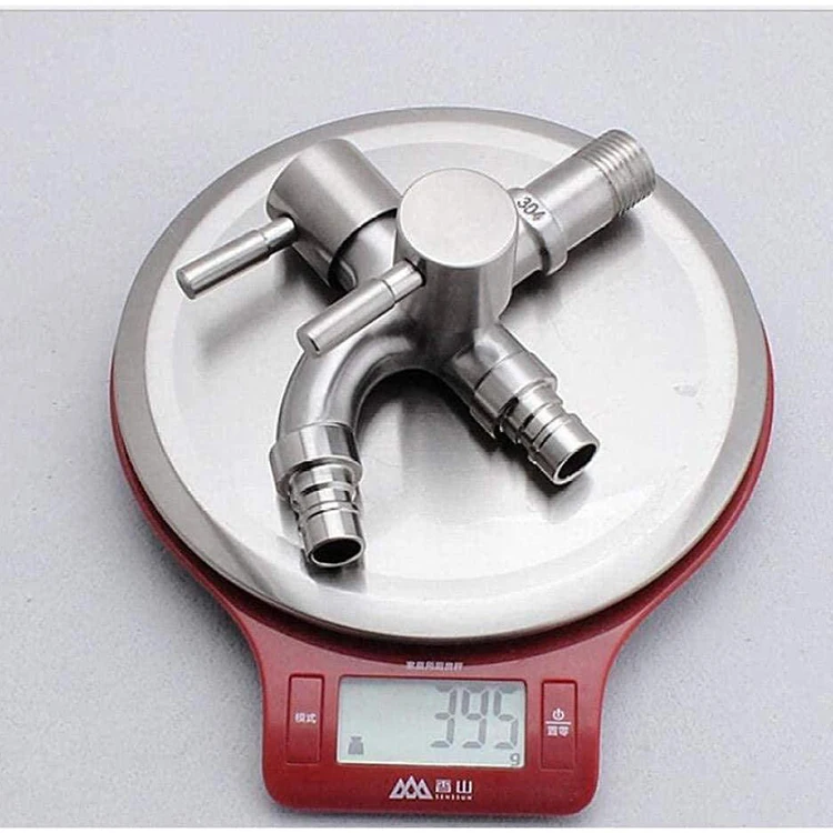 304 Stainless Steel Faucet Double Outlet Tap Washing Machine Bathroom Water Faucet