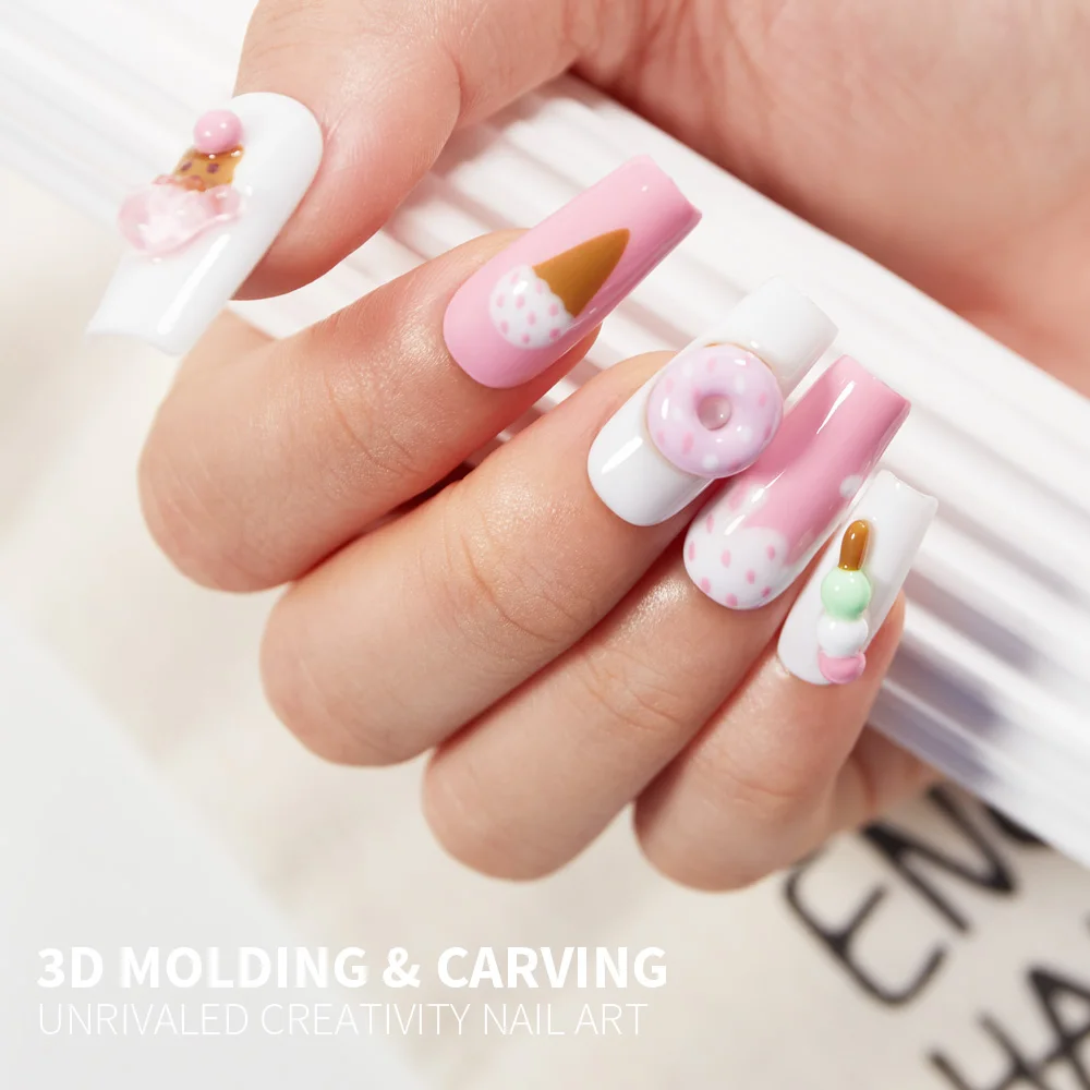 BOZLIN HEMA TPO FREE 15ml Transparent Soak Off UV LED Nail Tip Solid Extension Gel 3D Molding Gel Flexible Gel