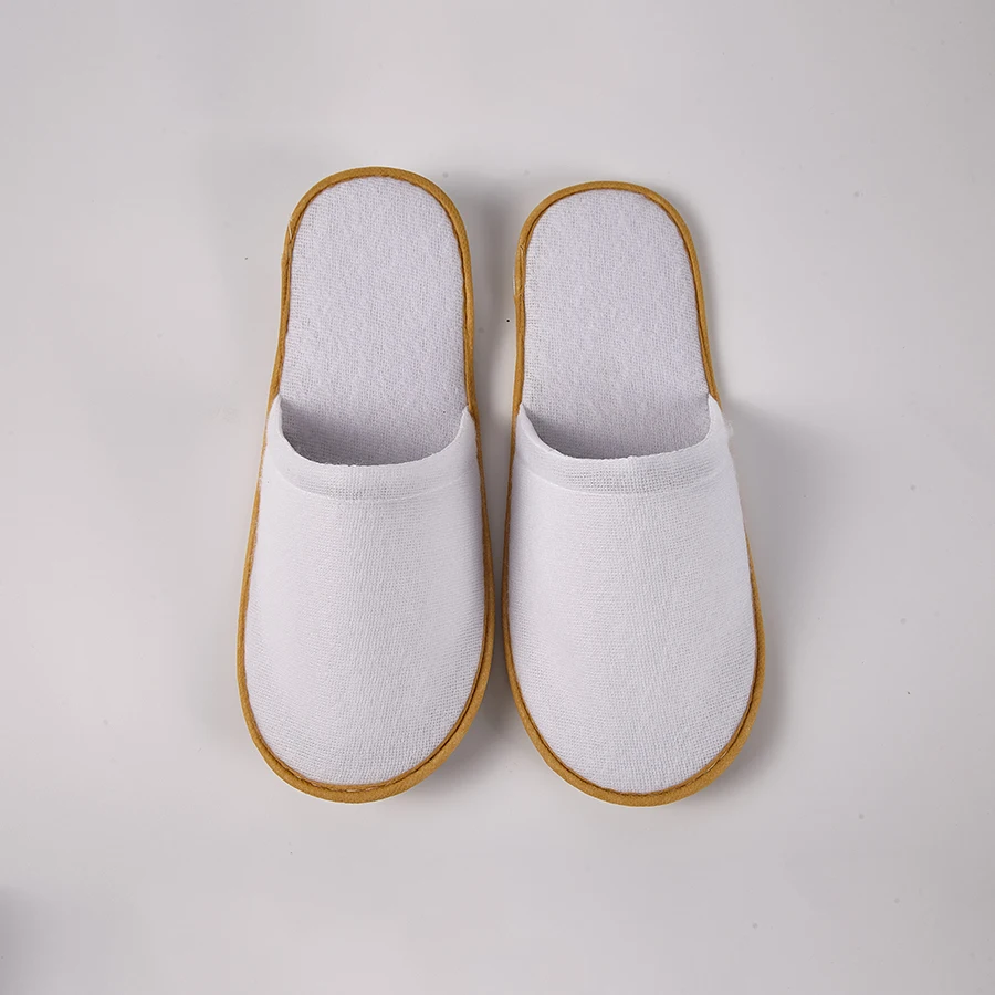 White hotel slippers luxury white non-slip EVA sole high quality spa hotel bedroom disposable slippers