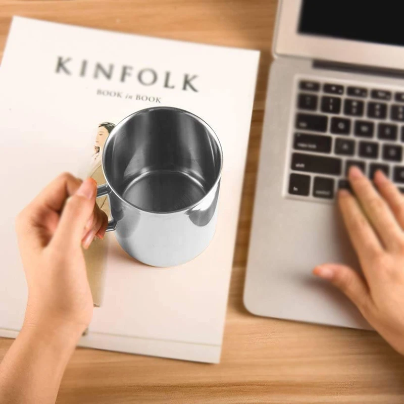 Durable for Camping Stainless Steel Double Walled Adventure Mugs Insulation 15 oz Metal Coffee Beer Tea Cups with Handles