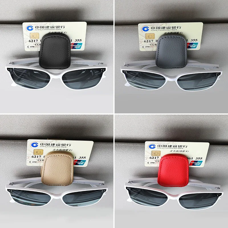 Universal PU Sunglasses Holder Car Sun Visor Hanger Clip Eyeglass Organizer Storage Auto Interior Accessories