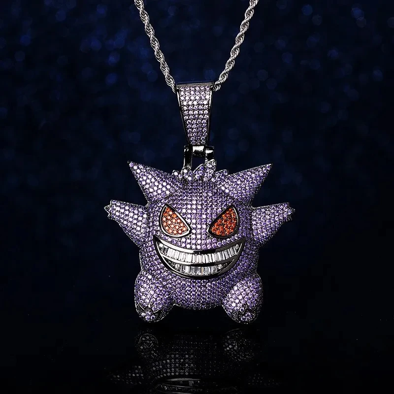 Big Gengar Evil Elf Hip Hop Man Zircon Pendant Iced Out Necklaces for Women Wholesale