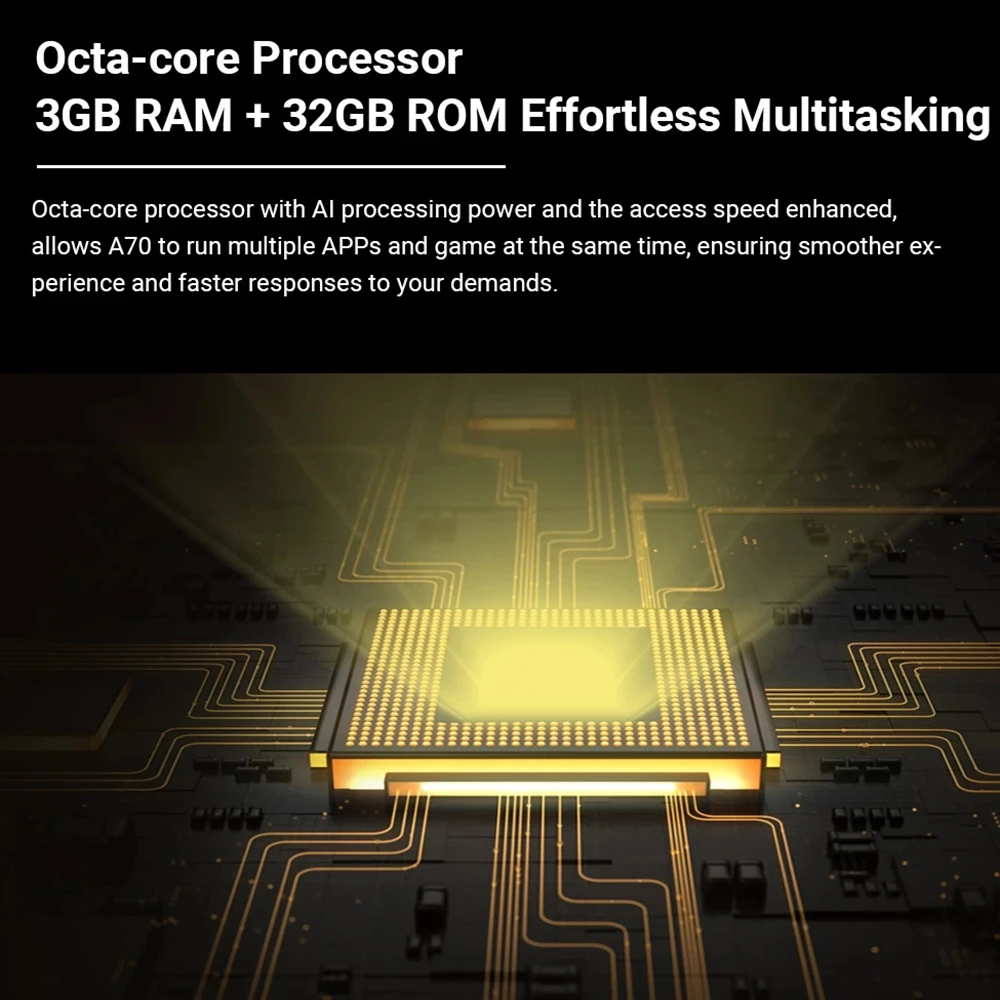 Blackview A70 Android 11 Smartphone 5380mAh Big Battery Octa Core 3GB RAM+32GB ROM 6.517Inch Display 13MP Camera 4G Moible Phone