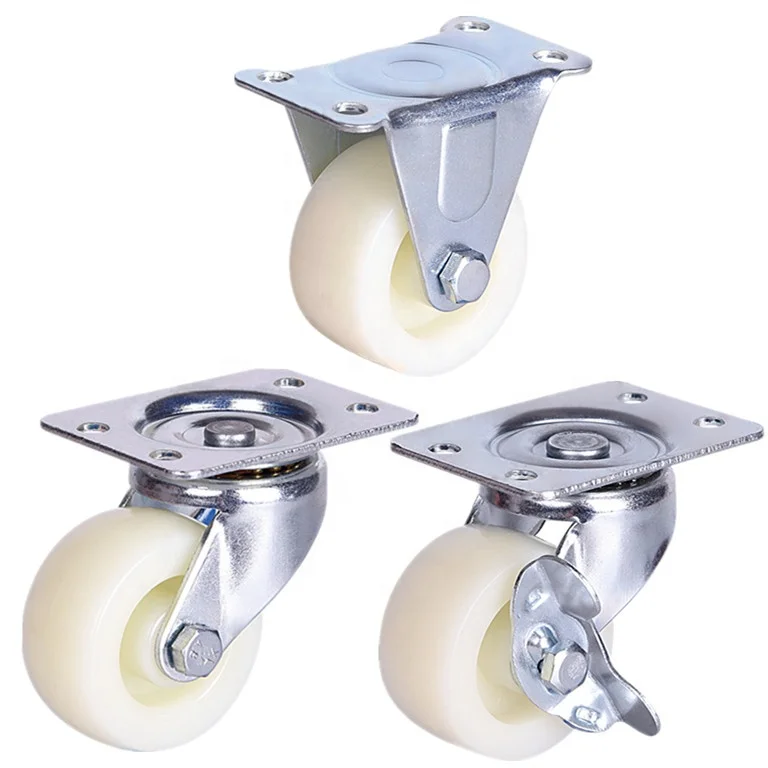 40/50/63/75mm PP/Nylon white  fixed fat wheel casters  light duty , richmond rollers casters
