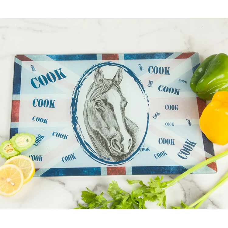 Art Custom Tempered glass cutting board for vegetable
