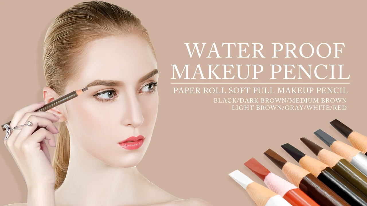 PM Beauty Custom Duckbill-Shape Sharpener Razor Eyebrow Pencel Waterproof Wooden Eyebrow Pencil kits