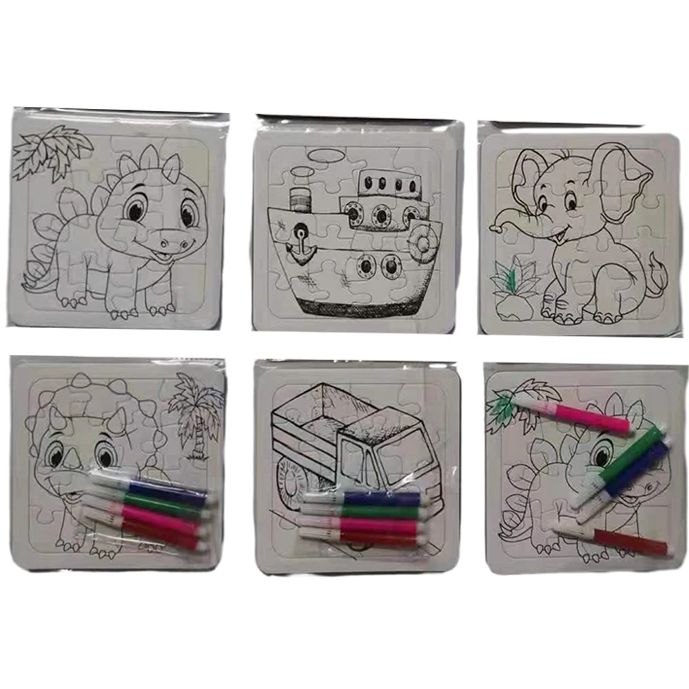 Wholesale colouring jigsaw toys aircraft dinosaur car colouring jigsaw educationlearning toys for children jigsaw games