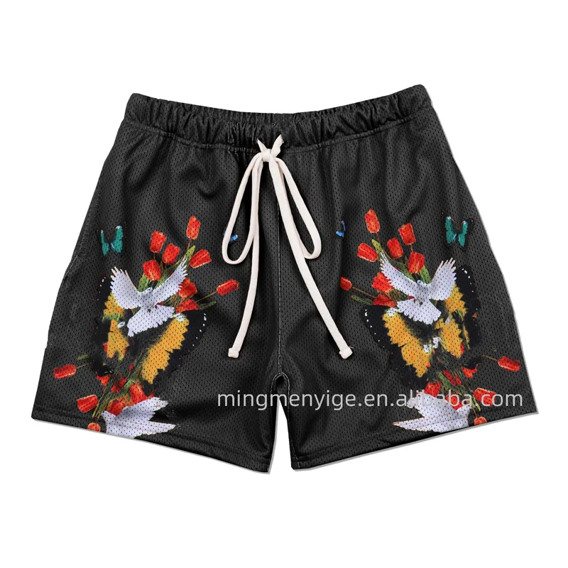 OEM Custom Logo Men Double Layer Gym Mesh Graphic Sweat Gym Mesh Fashion Sublimation Powerlifting Shorts