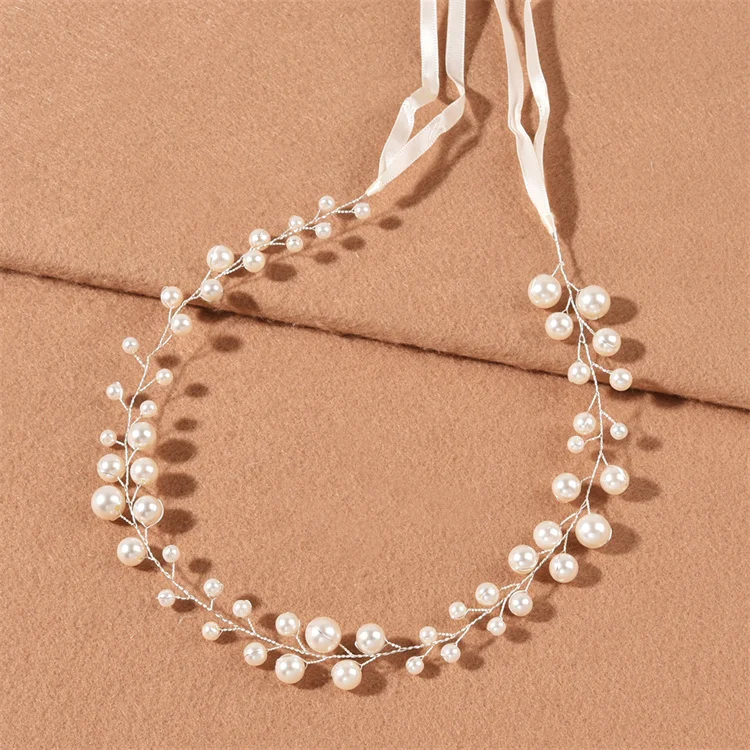 Лидер продаж Регулируемый жемчуг платья для вечеринок; Свадебный венок; Украшение для волос невесты; Ободок для волос в виде короны гирлянда повязка на голову для девочек