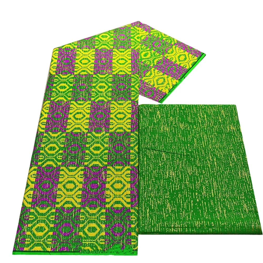 Новейшая хлопчатобумажная ткань в африканском стиле Kente с золотым принтом 4 + 2 ярда нигерийском для шитья платья рукоделия