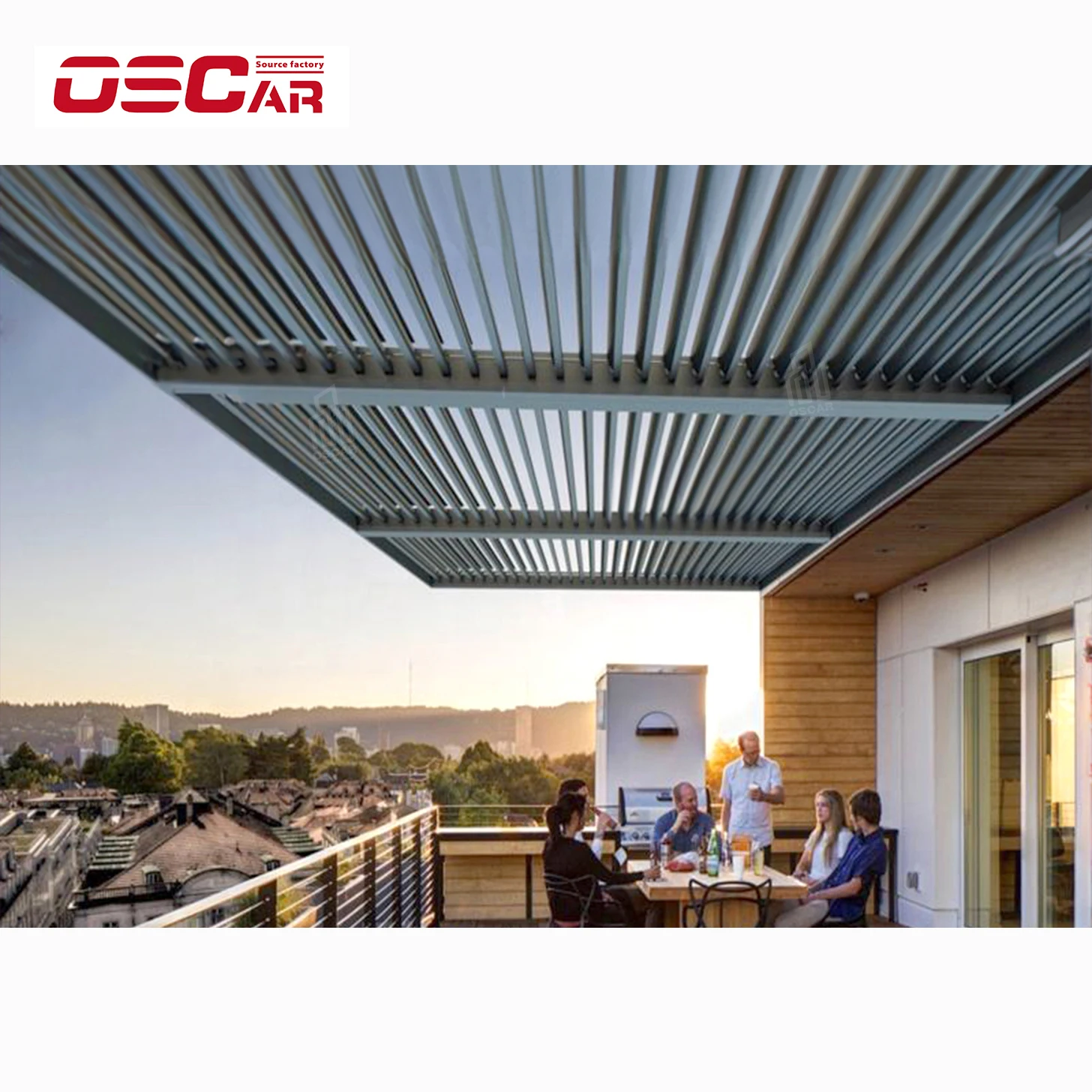 Pergola Motorized Electric Aluminum Outdoor Four Seasons 4*4 3*3 Steel Heat Treated Pressure Treated Wood Type Not Coated