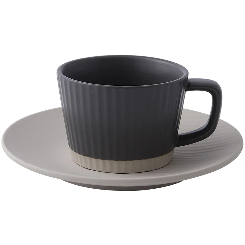 Hot sale Wholesale Custom luxury 200ml ceramic mug and saucer nordic striped coffee cup sets
