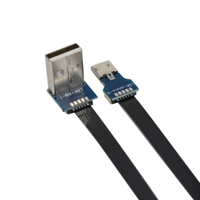 Плоский тонкий usb-кабель fpv с углом наклона от USB A к микро-USB гибкий ленточный кабель с OTG для зарядки и передачи данных