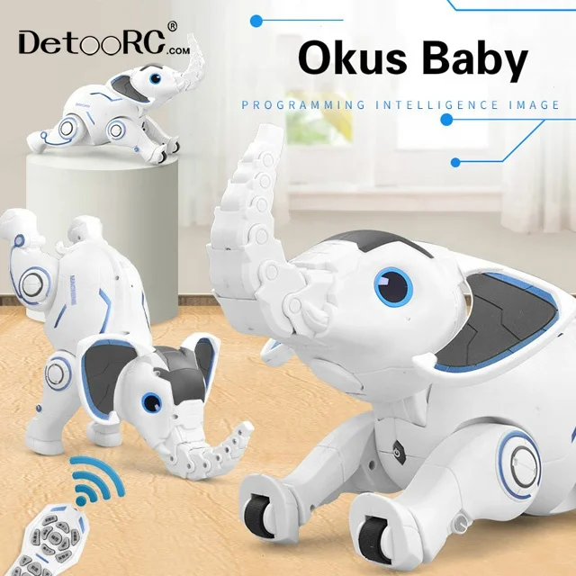 Detoo 2020 new toys singing and dancing programming radio control toy elephant smart electric toy for child