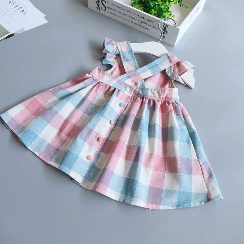 Hot Sale Suspender Plaid Korean Fashion Girl Dress