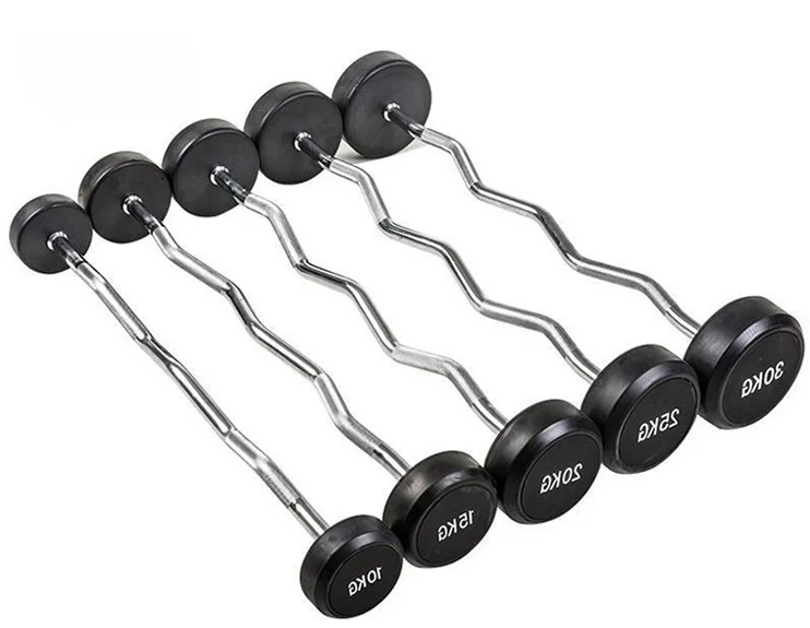 Unisex Straight Bar Barbell Set Fitness Equipment for Powerlifting Gym Weight Lifting with Fixed Steel Rubber PU Coated Bar