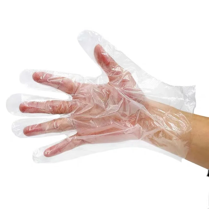 
Clear and Blue HDPE Disposable Plastic PE Glove 