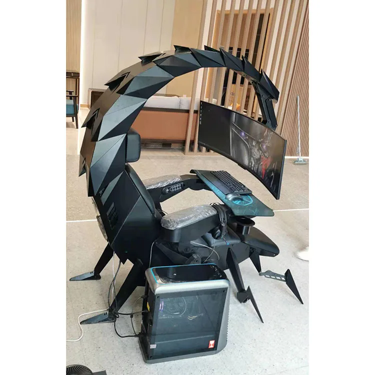 2021 New Reclining Triple Monitors Automatic Luxury Zero Gravity Predator Work Station Chair Scorpion