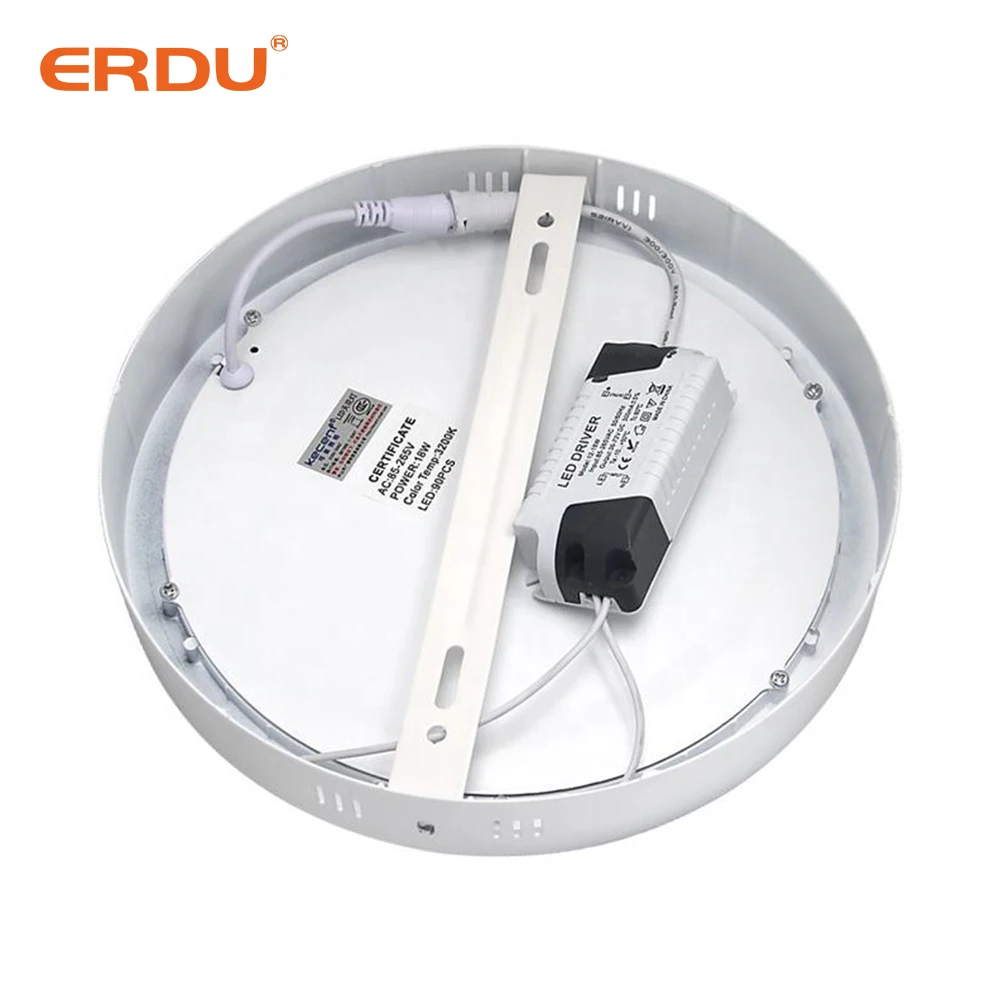 ERDU Surface Mounted Indoor Lighting Aluminum Smd Round Square Ceiling Led Slim Panel Light