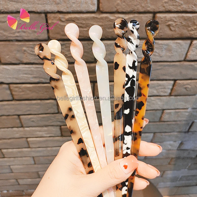 Классические палочки для волос из французской целлюлозной ацетатной целлюлозы карандаш пучка Акриловые Вилки длинных