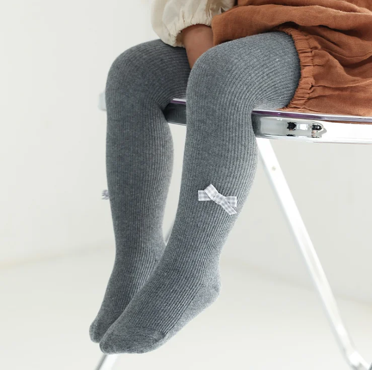 
DRJL-1413 Good qulity Baby Girls Tights silod color with Bowknot Leggings Stockings Panthose Spring and Autumn 