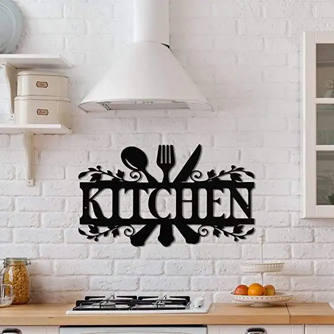 Personalized Black Powder Coated Iron Decorative Pendant Metal Wall Hanging Design Kitchen Decor