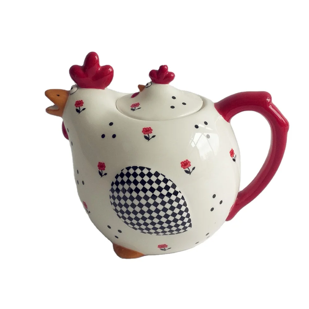 Whistling animal Tea Kettle drinkware type Rooster shaped ceramic tea and coffee container