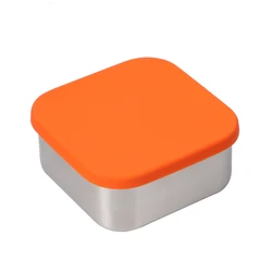 18/8 Stainless Steel Food Containers With silicone lid Medium Snack Quadrate Lunch Box For Kids Leakproof Lunchbox For Adults