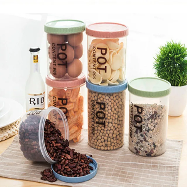Food Storage Canister With Lid Logo BPA Free Durable Customizable OEM Box Plastic Storage Canister Plastic Jars