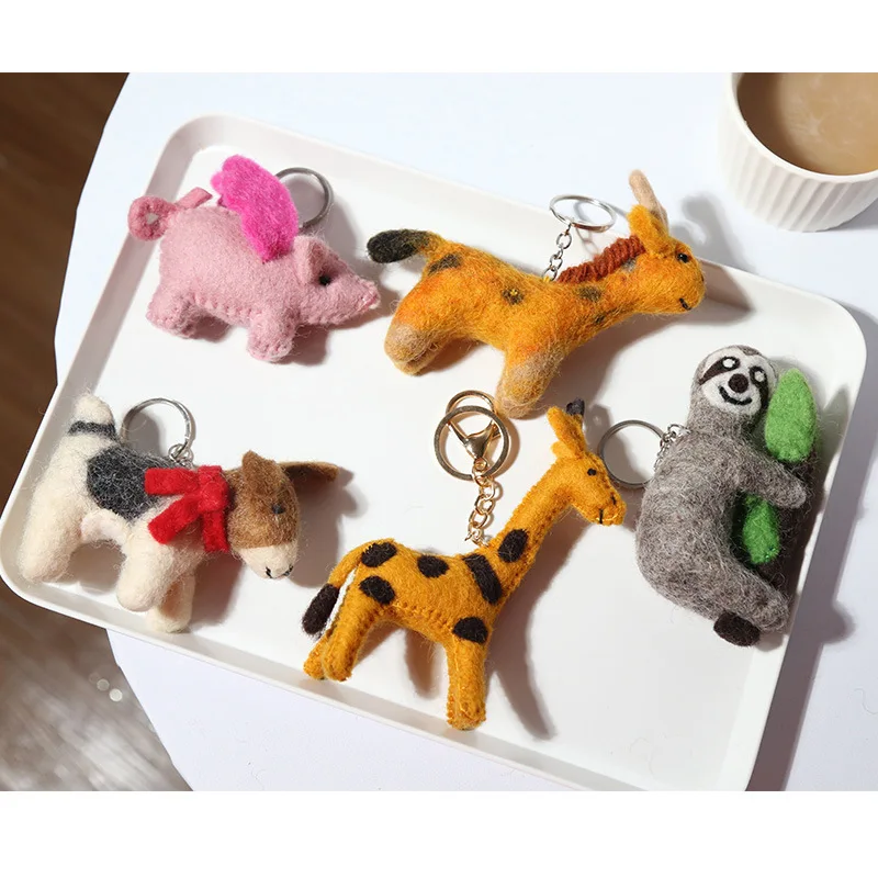 Newborn Felted Animal Toy Lion Giraffe Horse Felt Animals For Kids Toy
