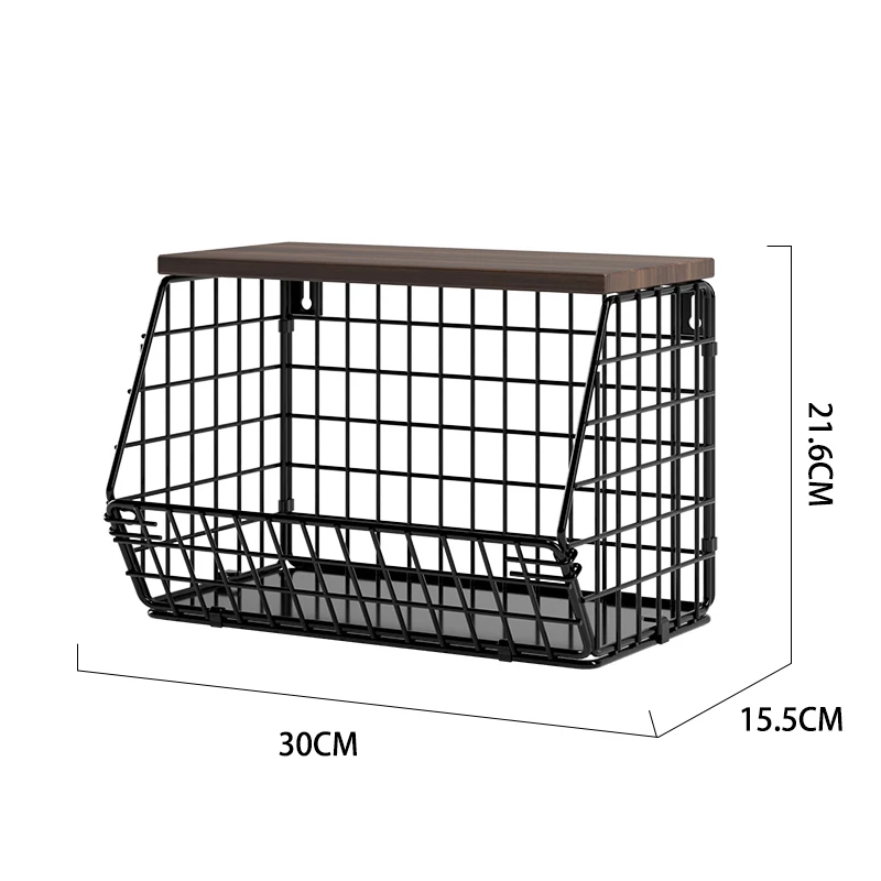 Single Tier Decorative Hanging Kitchen Metal Black Colored Wire Vegetable Rack Fruit Hamper Storage Gift Basket