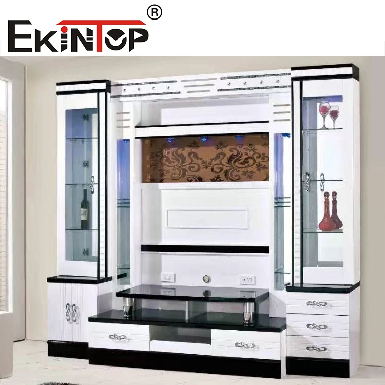 Ekintop Custom Design Living Room Showcase Wooden TV Stand Furniture Modern Modular Display Storage Wall TV Cabinets