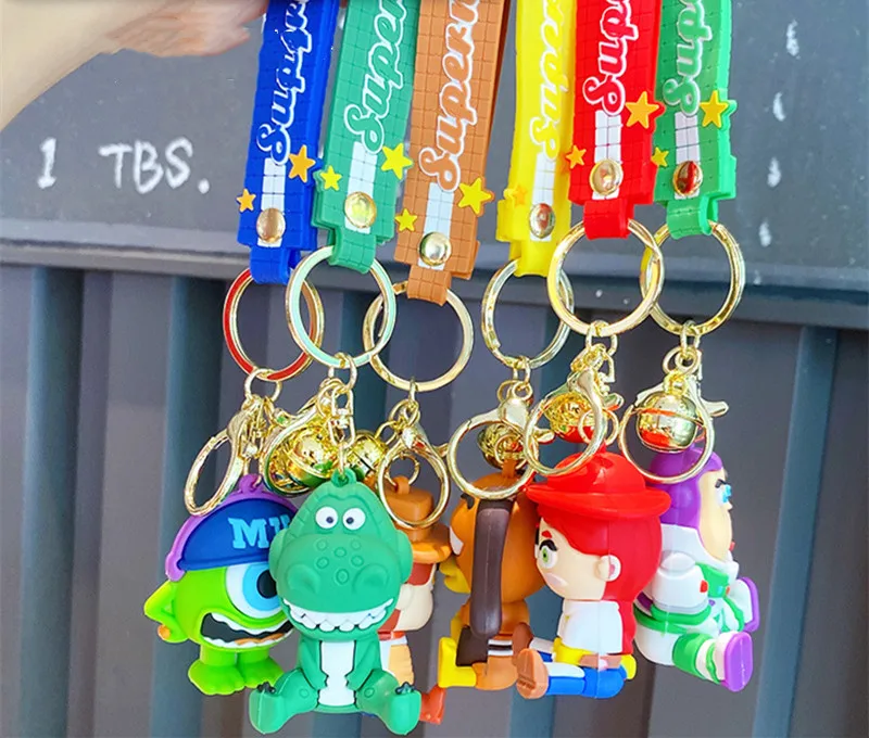 New Anti-Lost Car Key Bag Accessories Cute PVC Soft Rubber Key Ring Lovely Cartoon Toy Key Chain 3D Doll Pendant Keychains